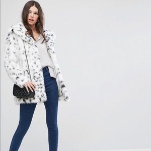 ASOS Faux Fur Jacket in Snow Leopard